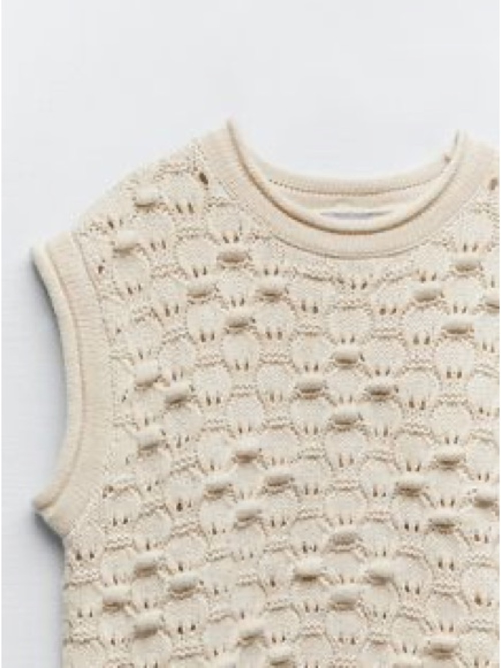 Zara Cream Knit Sleeveless Sweater Tank